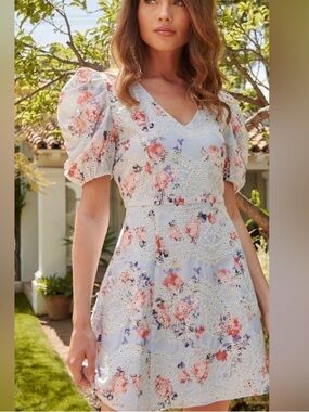 Sugarlips Rosalia Floral Eyelet Mini Dress